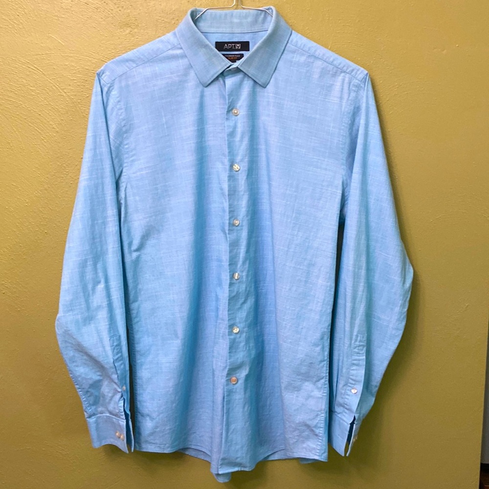 APT.9 Slim Fit 16 34/35 Premier Flex” button down, light blue